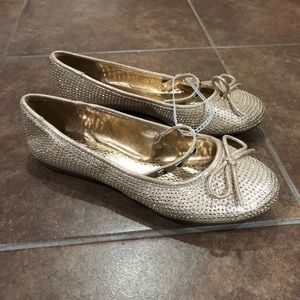 GB Girls Rose Gold Studded Flats